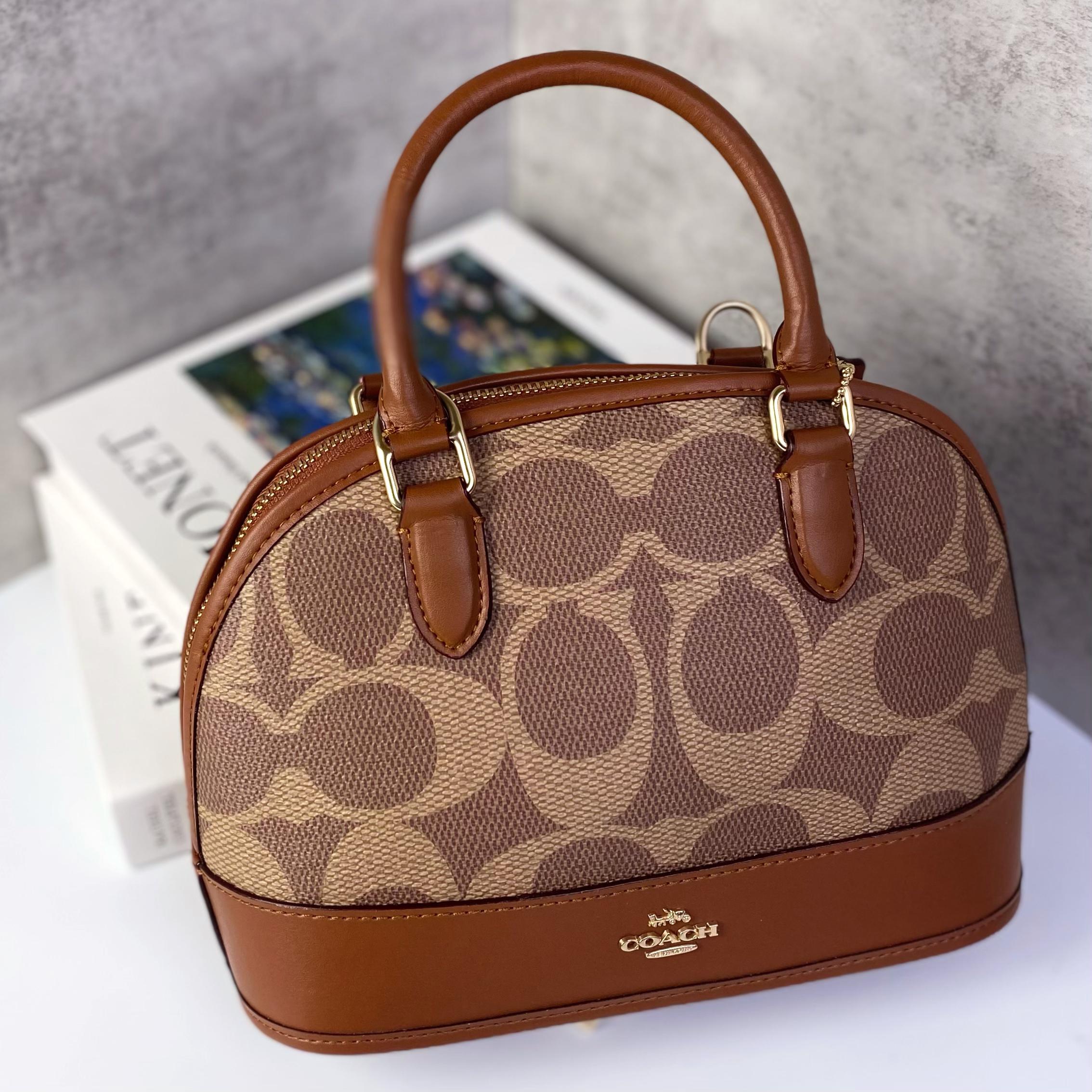 Túi Coach Sabrina Satchel Bag In Signature Canvas DS Brown